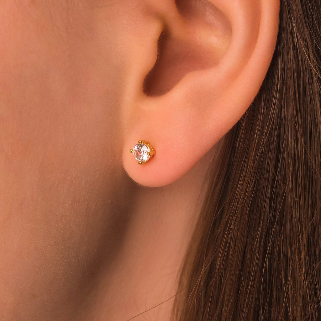 4mm gold cz studs