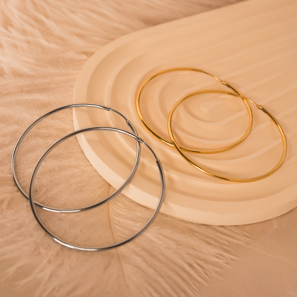 50mm gold silver hoop earrings
