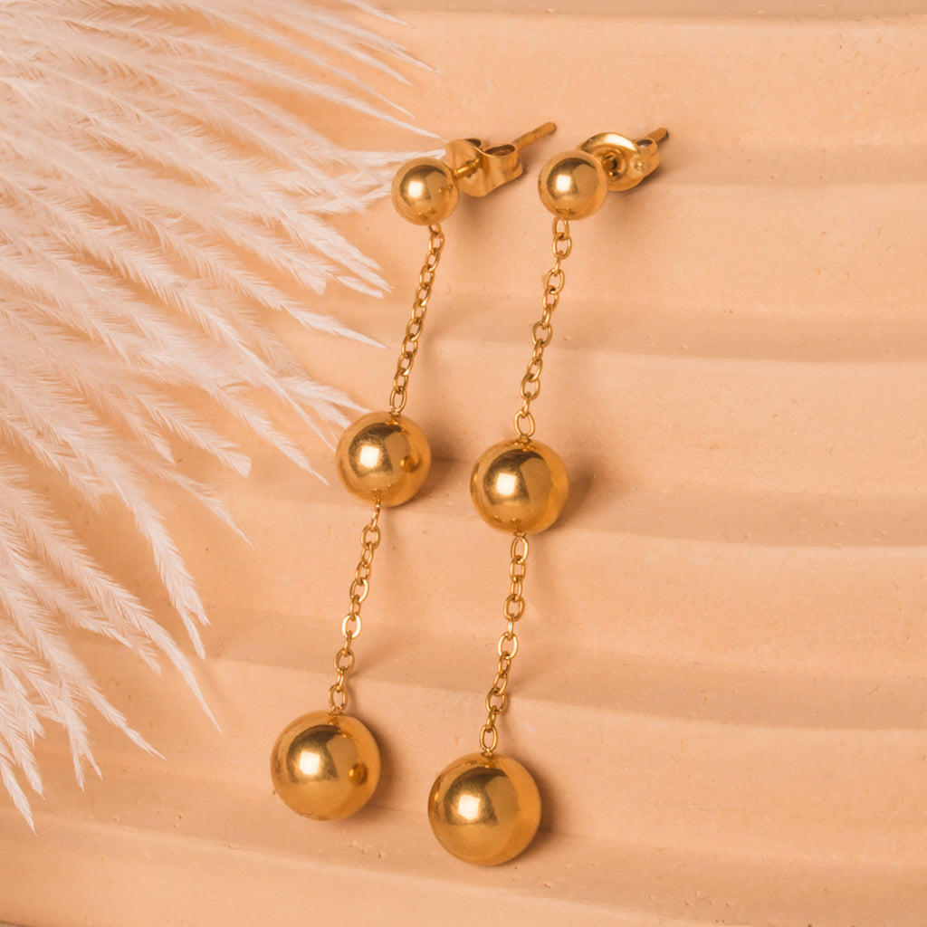 Gold beaded chain earrings 