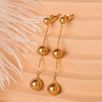 Gold beaded chain earrings 