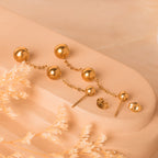 Gold stud beaded dangle earrings 