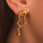 Mismatched Melting gold Earrings