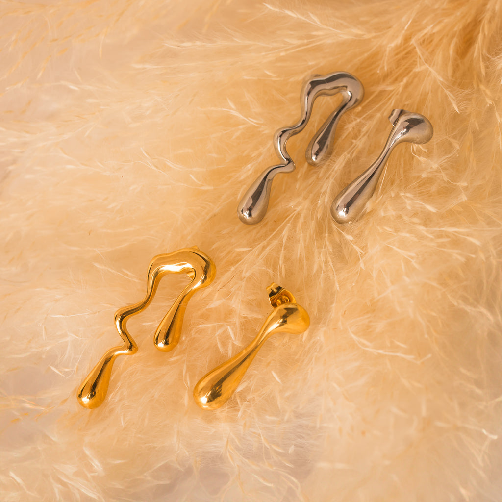 Mismatched gold silver Earrings