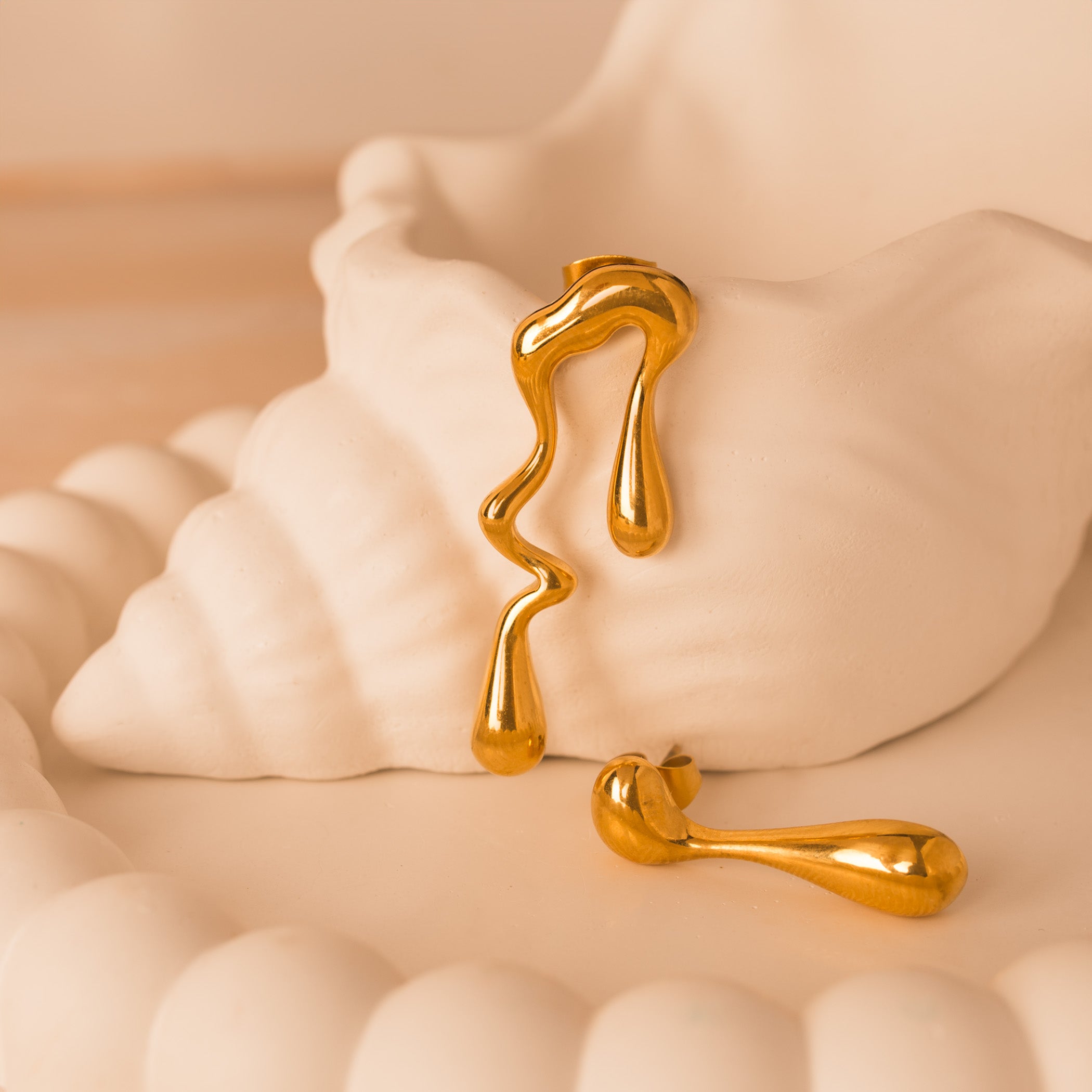 abstract gold earrings