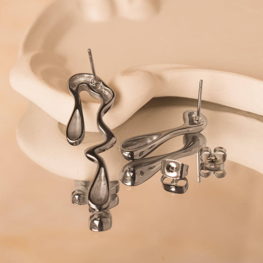 abstract silver earrings