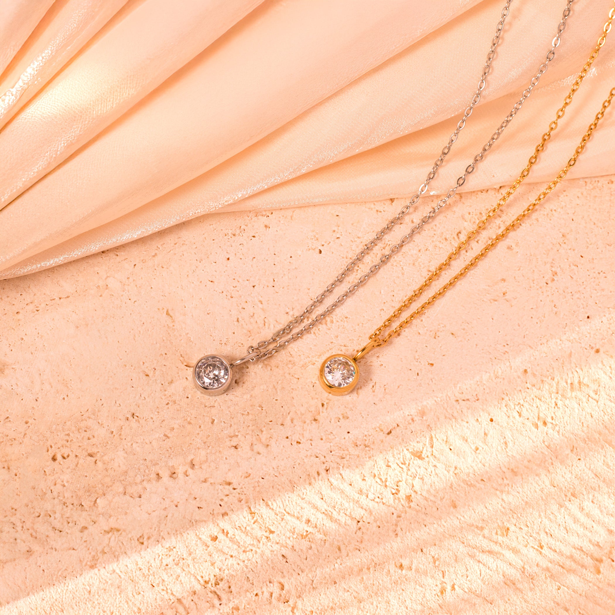 cz diamond birthstone necklace