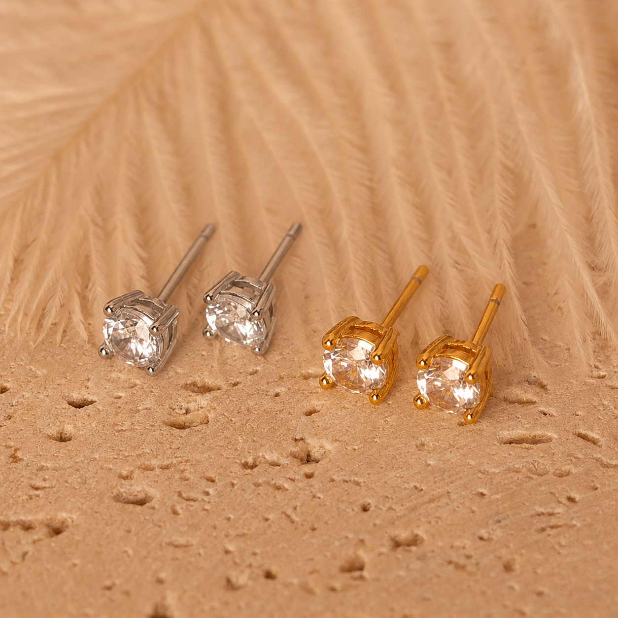 cz diamond stud earrings