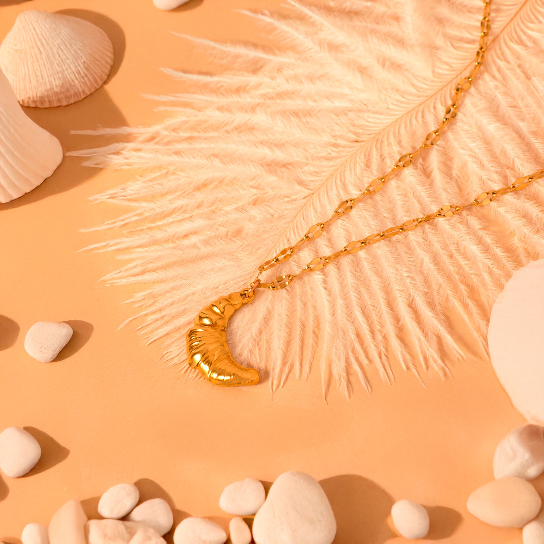 dainty gold croissant necklace