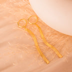 dangling gold snake chain hoop earrings