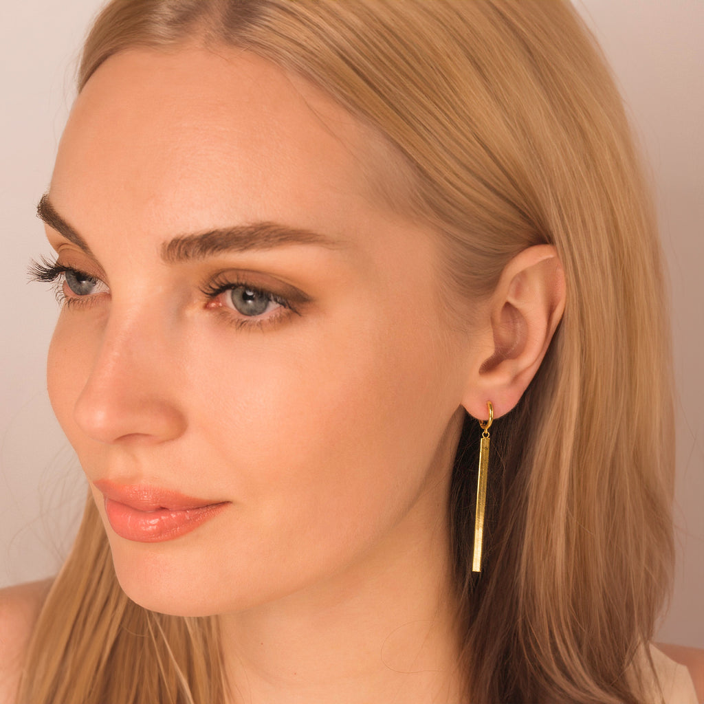drop gold snake chain hoop earrings