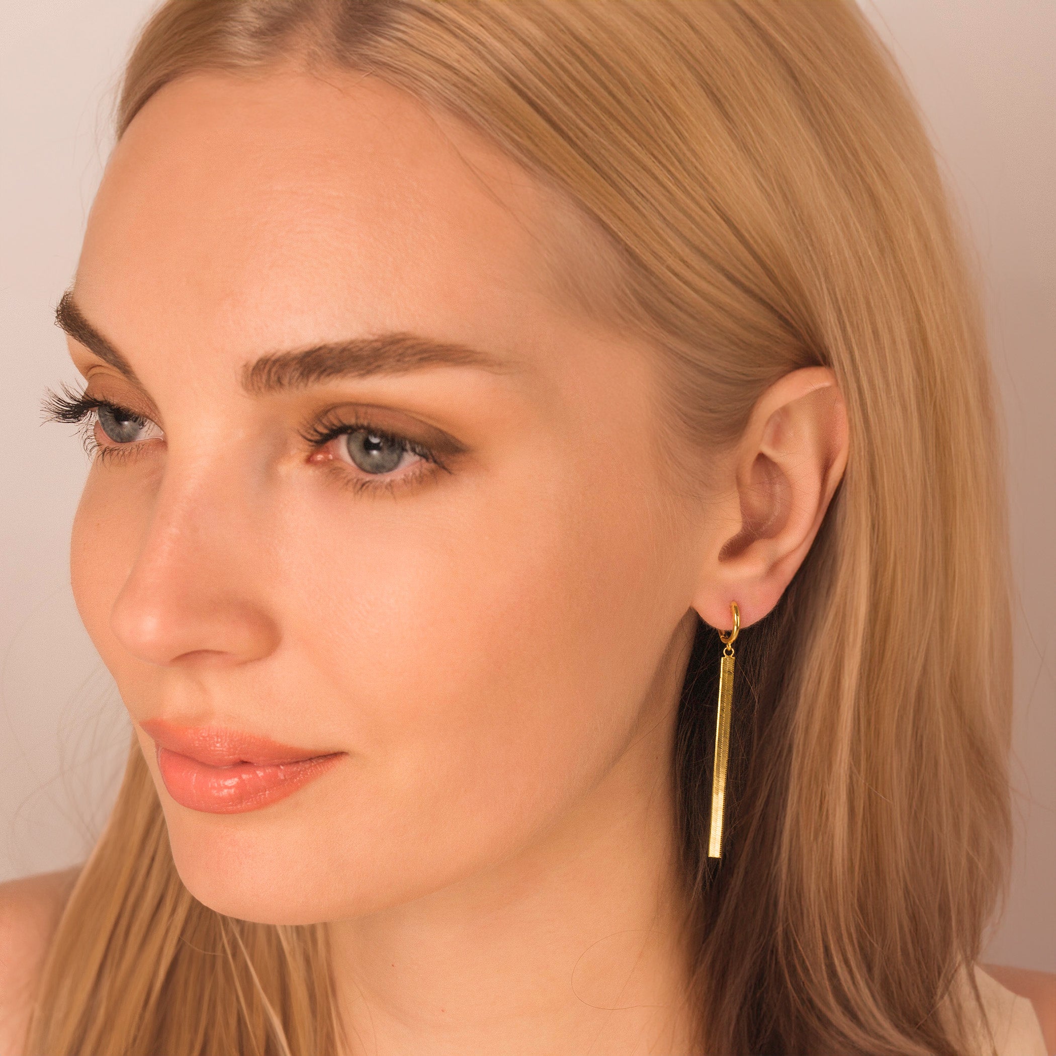 drop gold snake chain hoop earrings