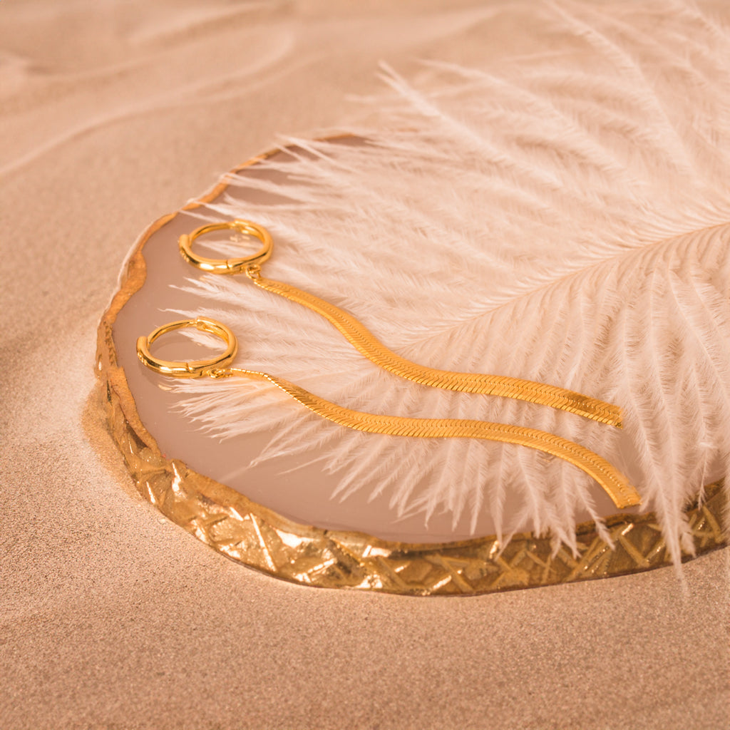 elegant gold snake chain hoop earrings