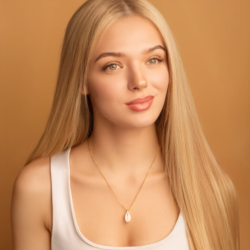 everyday natural cowrie shell necklace