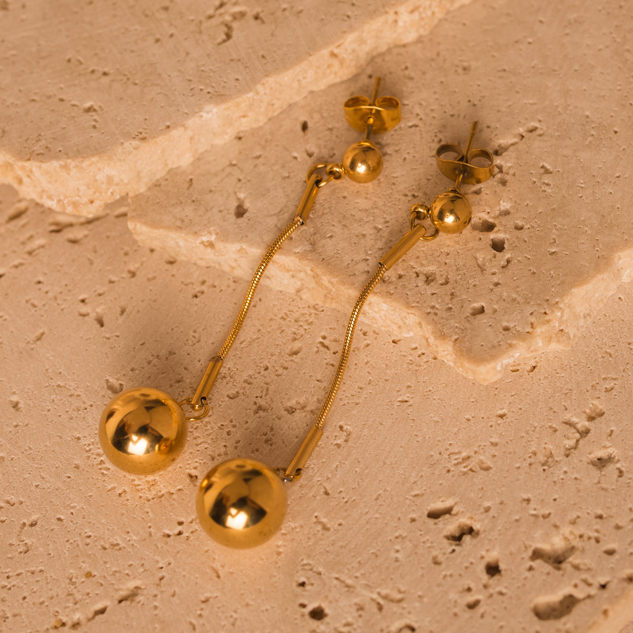gold Drop Ball Earrings