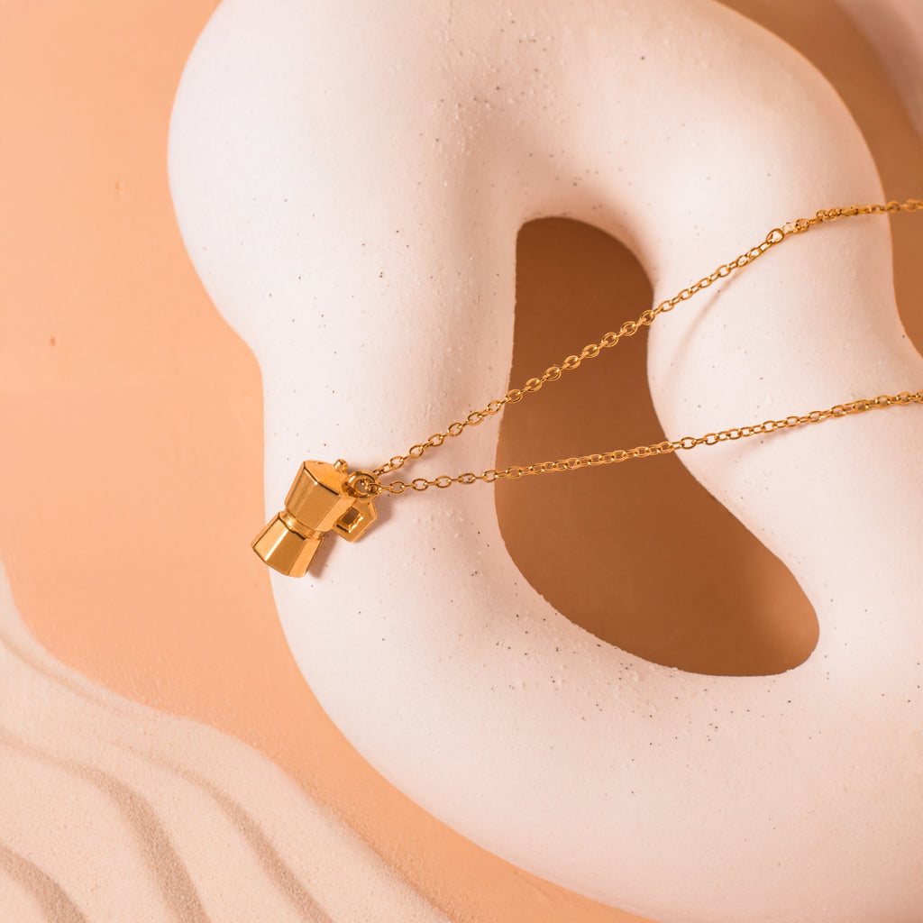 gold Moka Pot Necklace