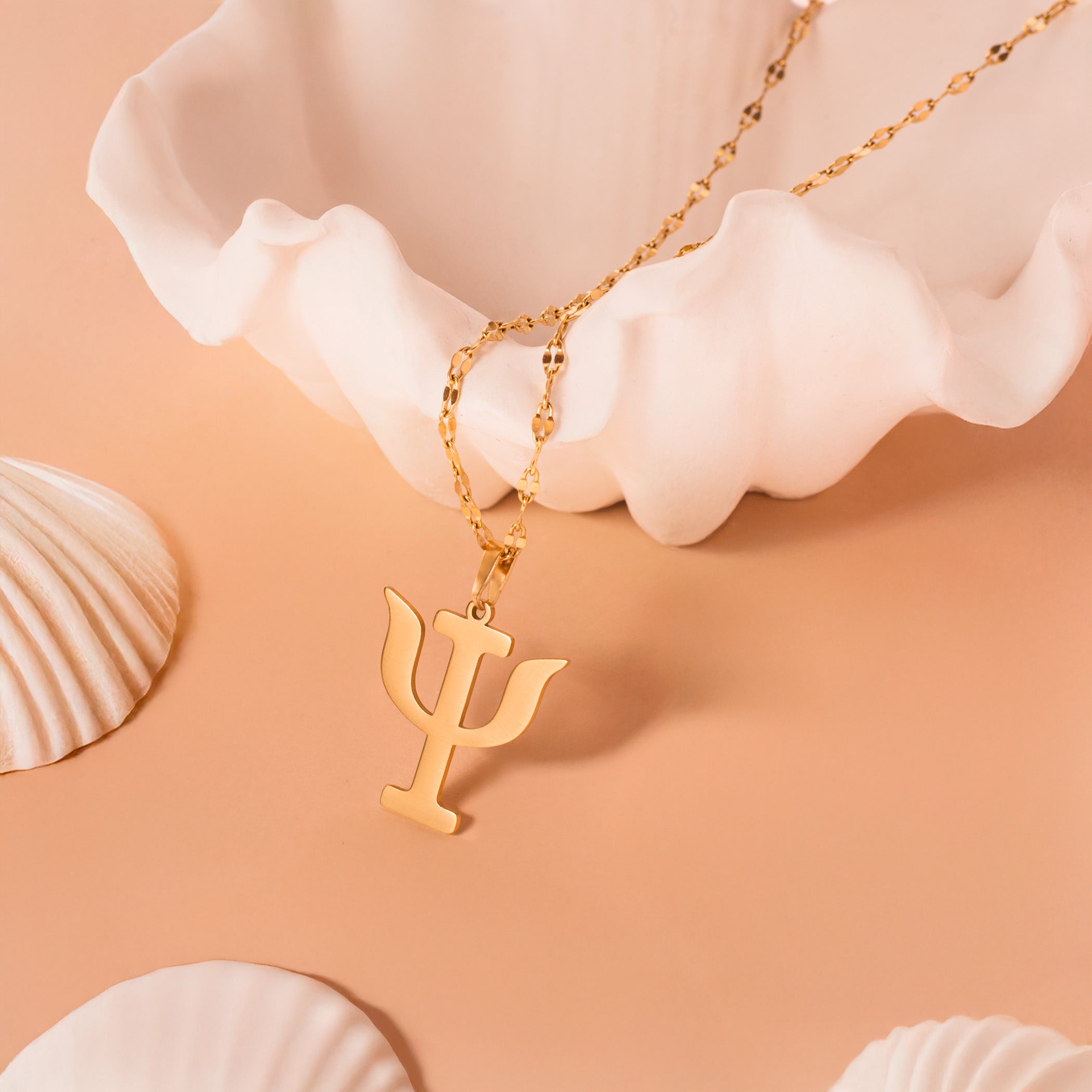 gold PSI Sign Necklace