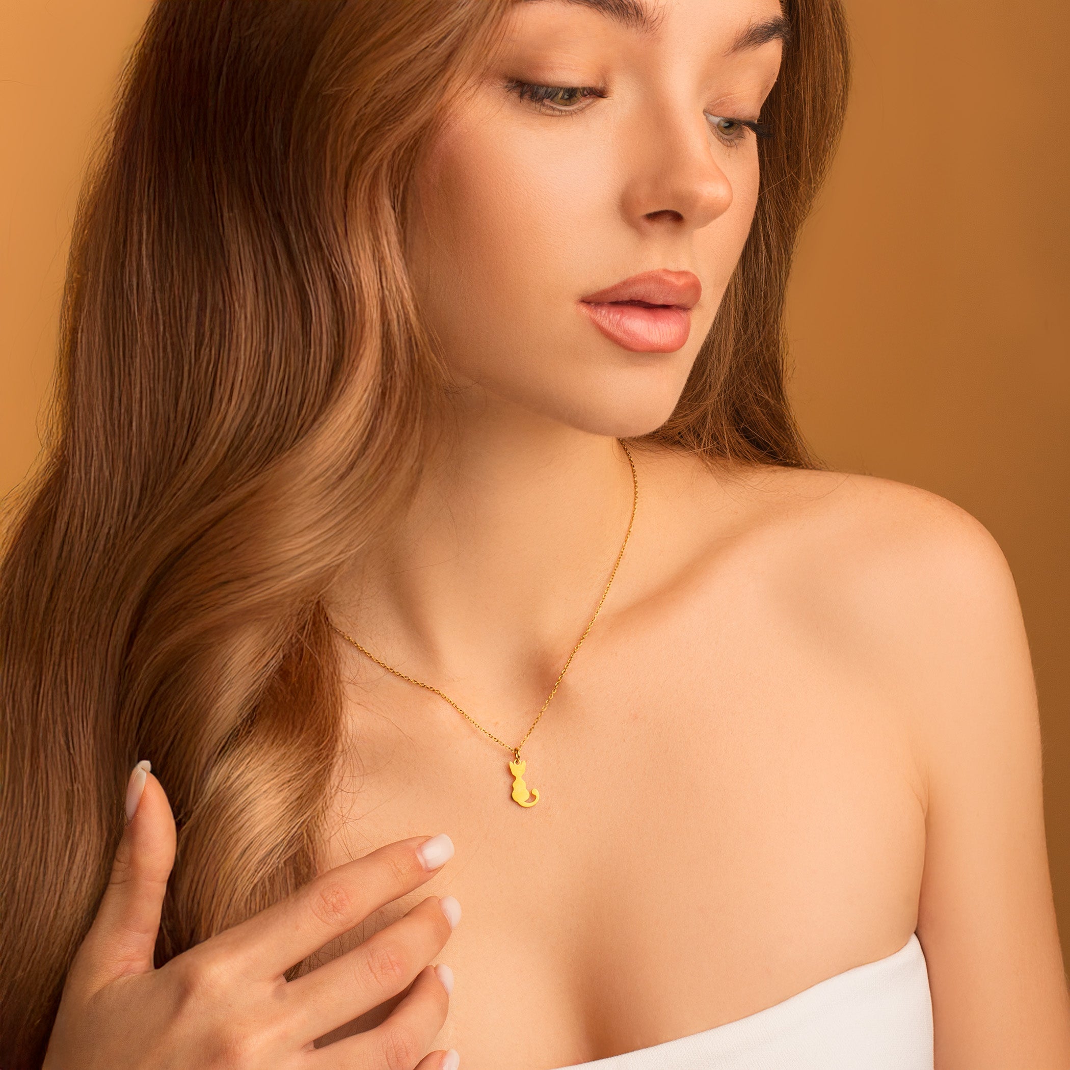gold cat necklace