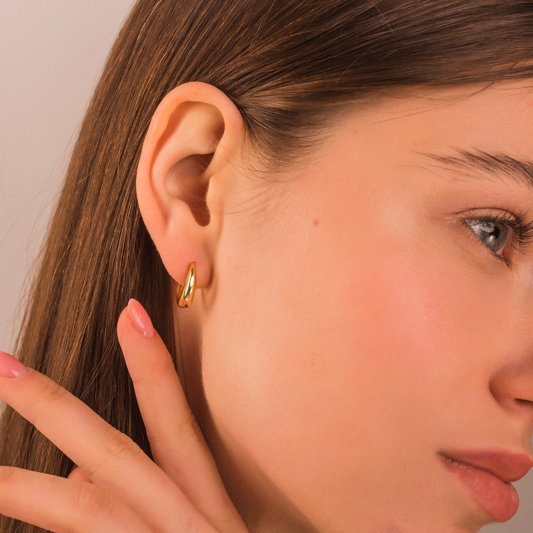 gold dome huggie hoop earrings