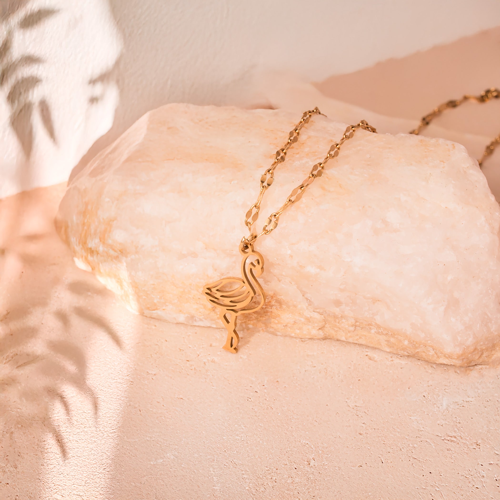 gold flamingo necklace