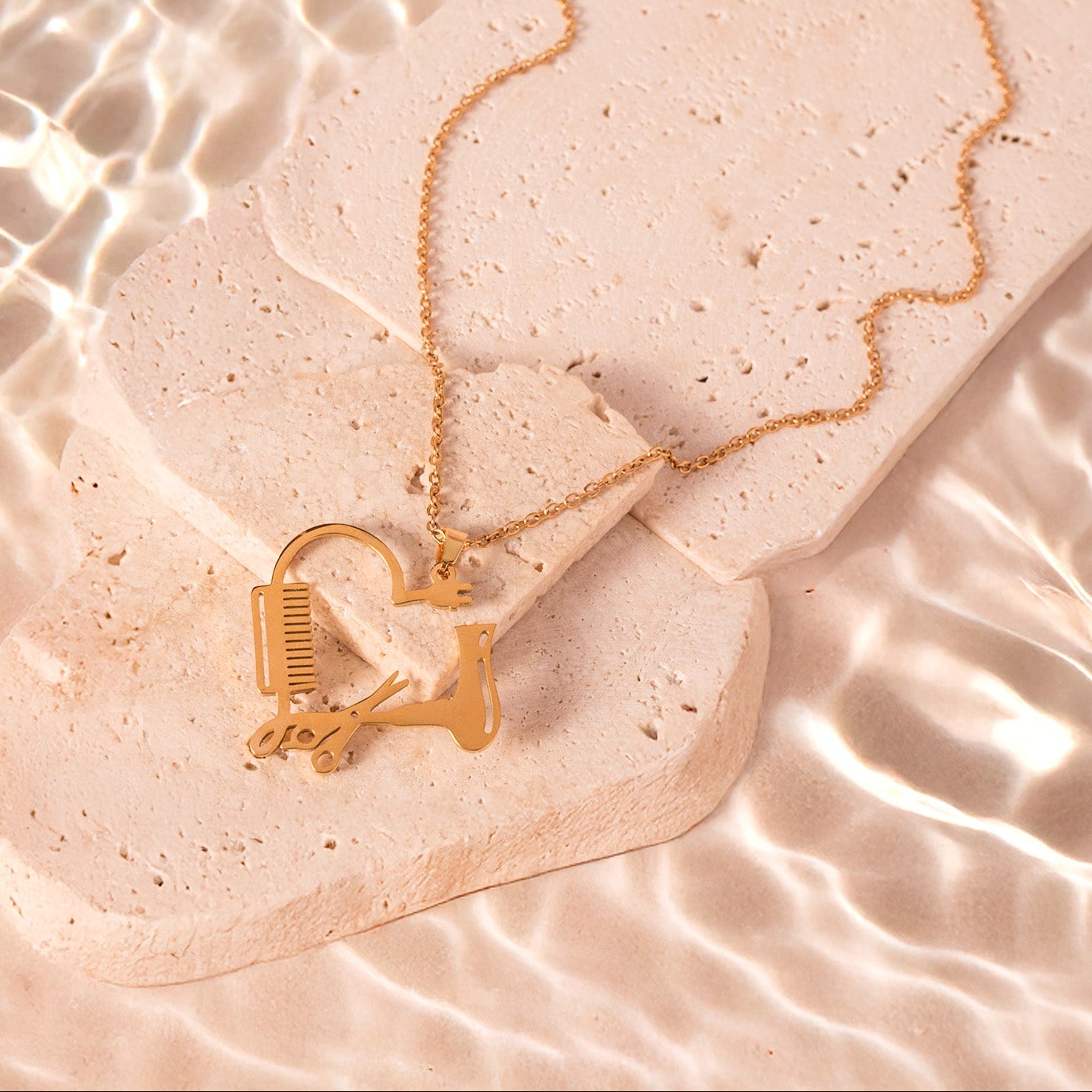 gold hair stylist necklace