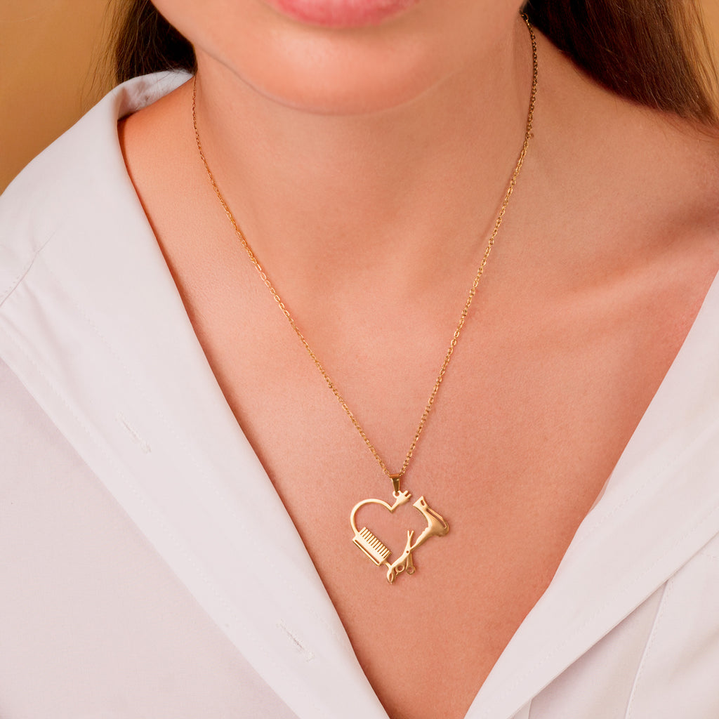 gold hairstylists necklace