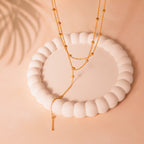 gold layered lariat chain necklace