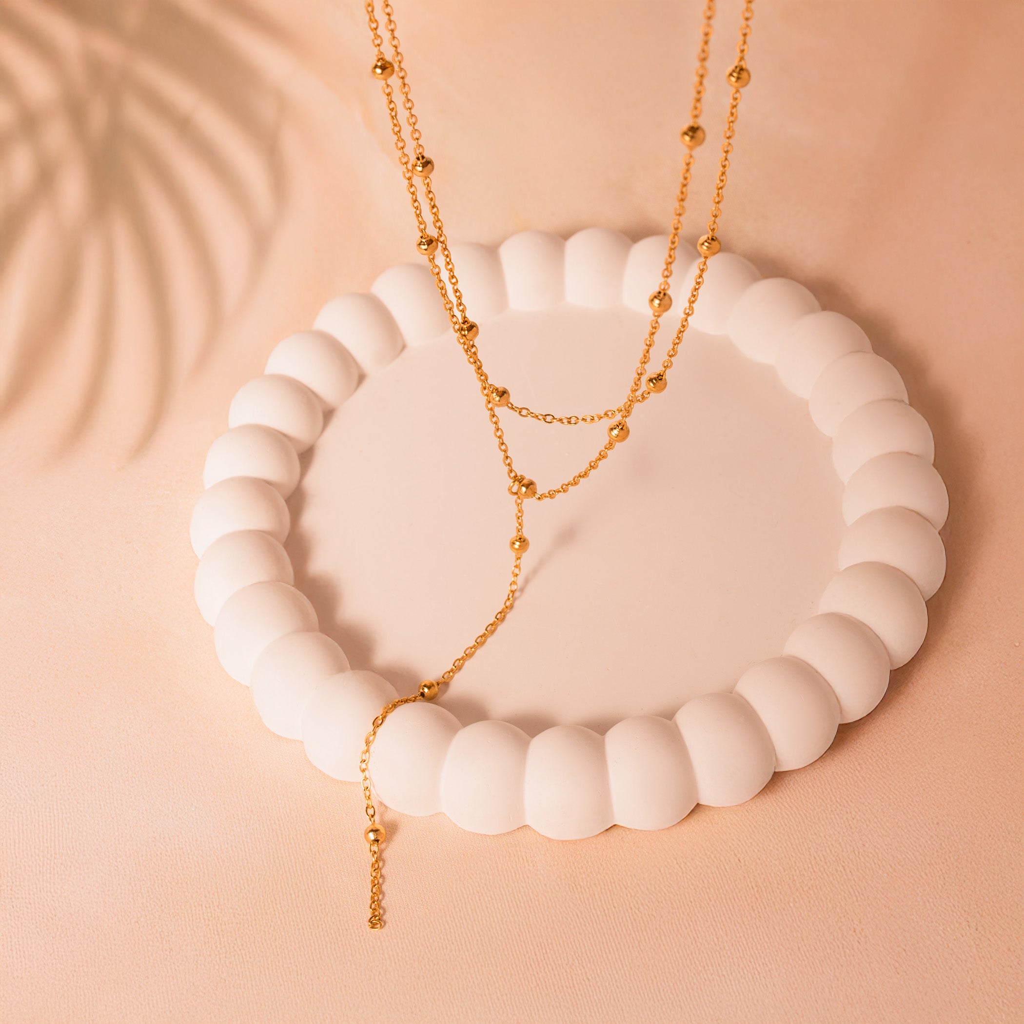gold layered lariat chain necklace