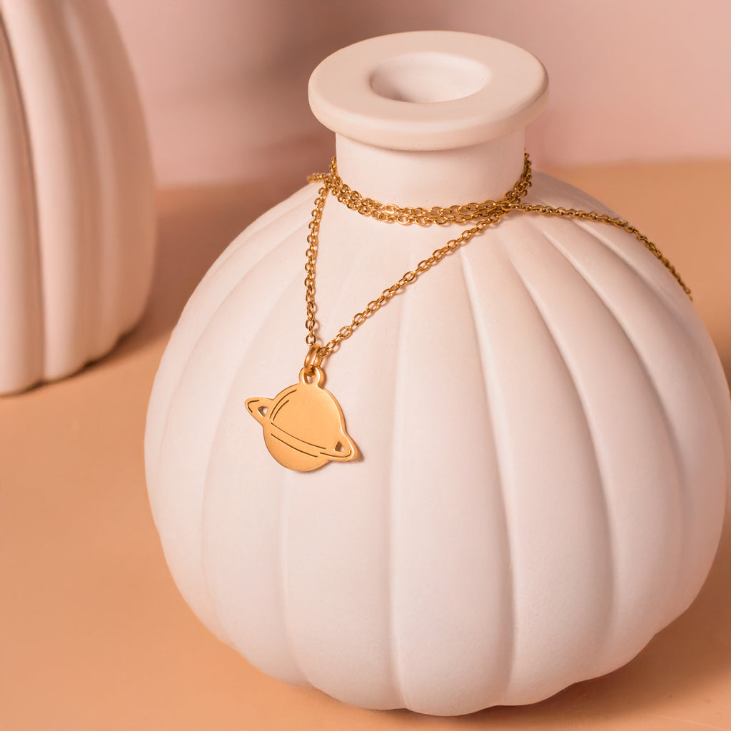 gold planet necklace