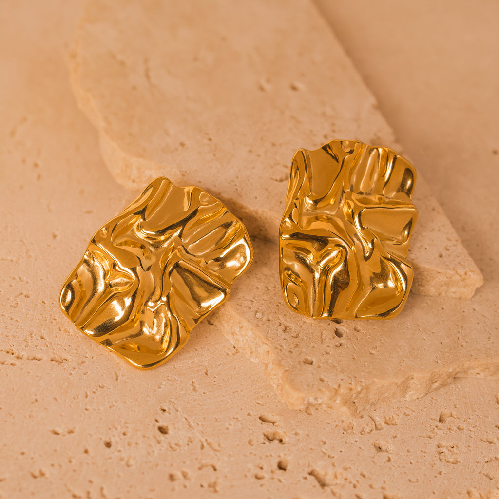 gold rectangle earrings