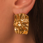 gold rectangle statement earrings