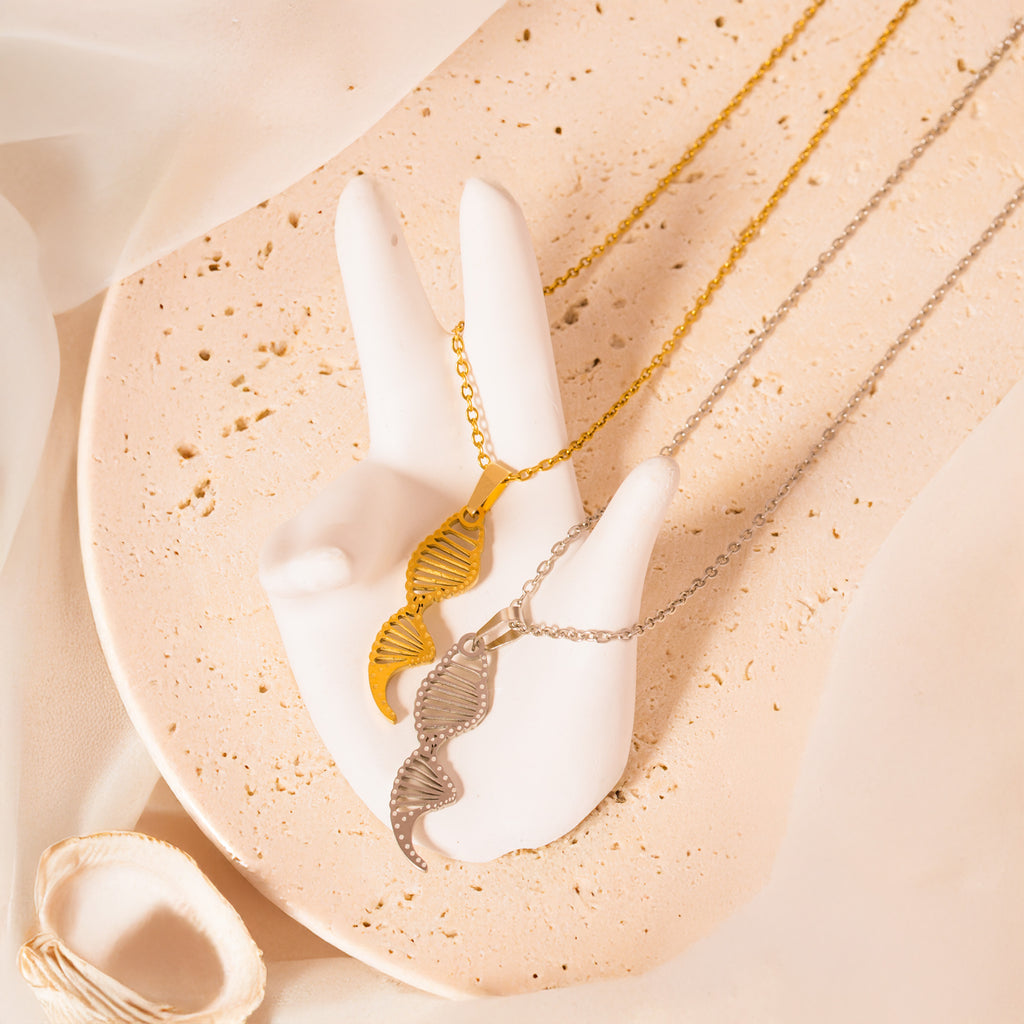 gold silver DNA necklace
