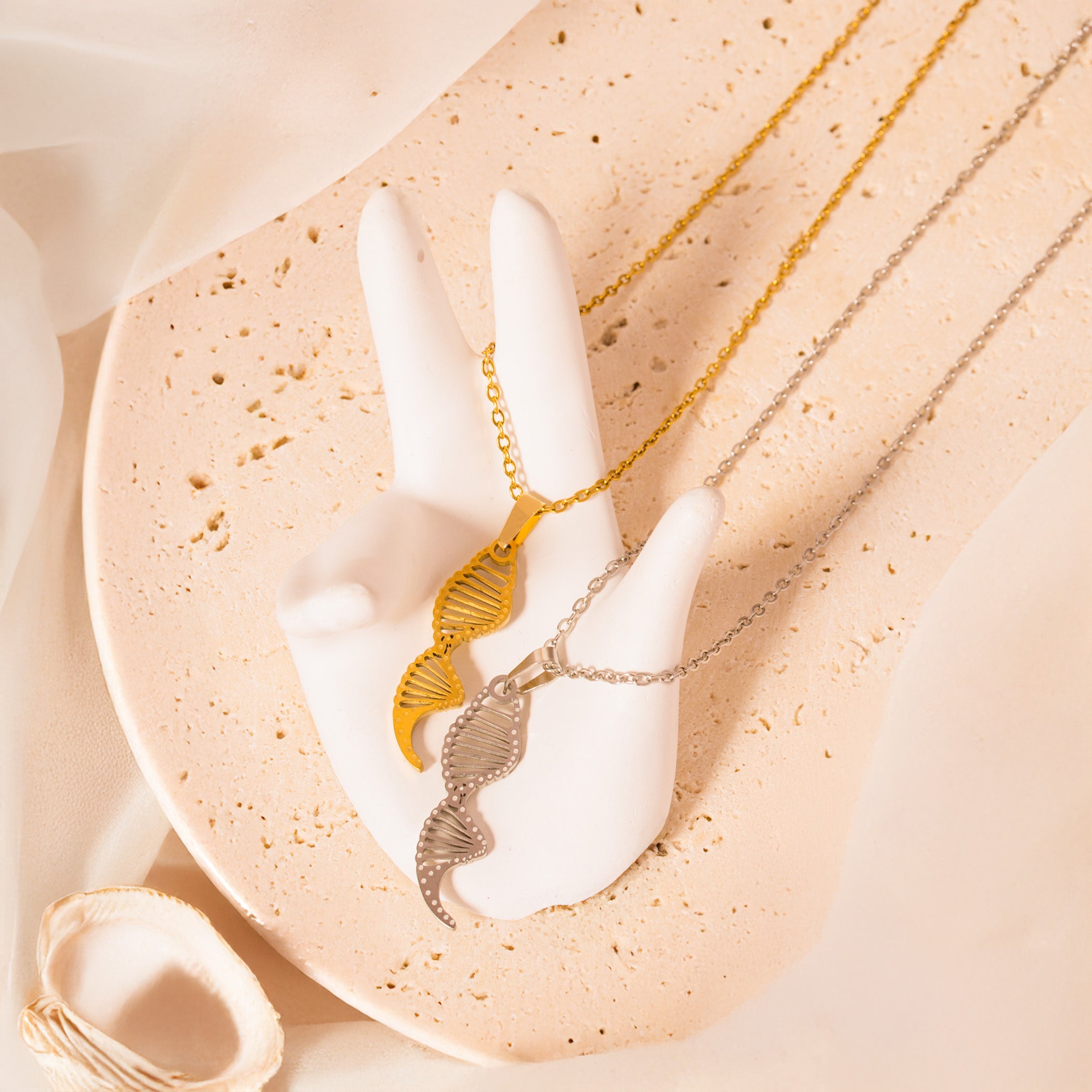 gold silver DNA necklace