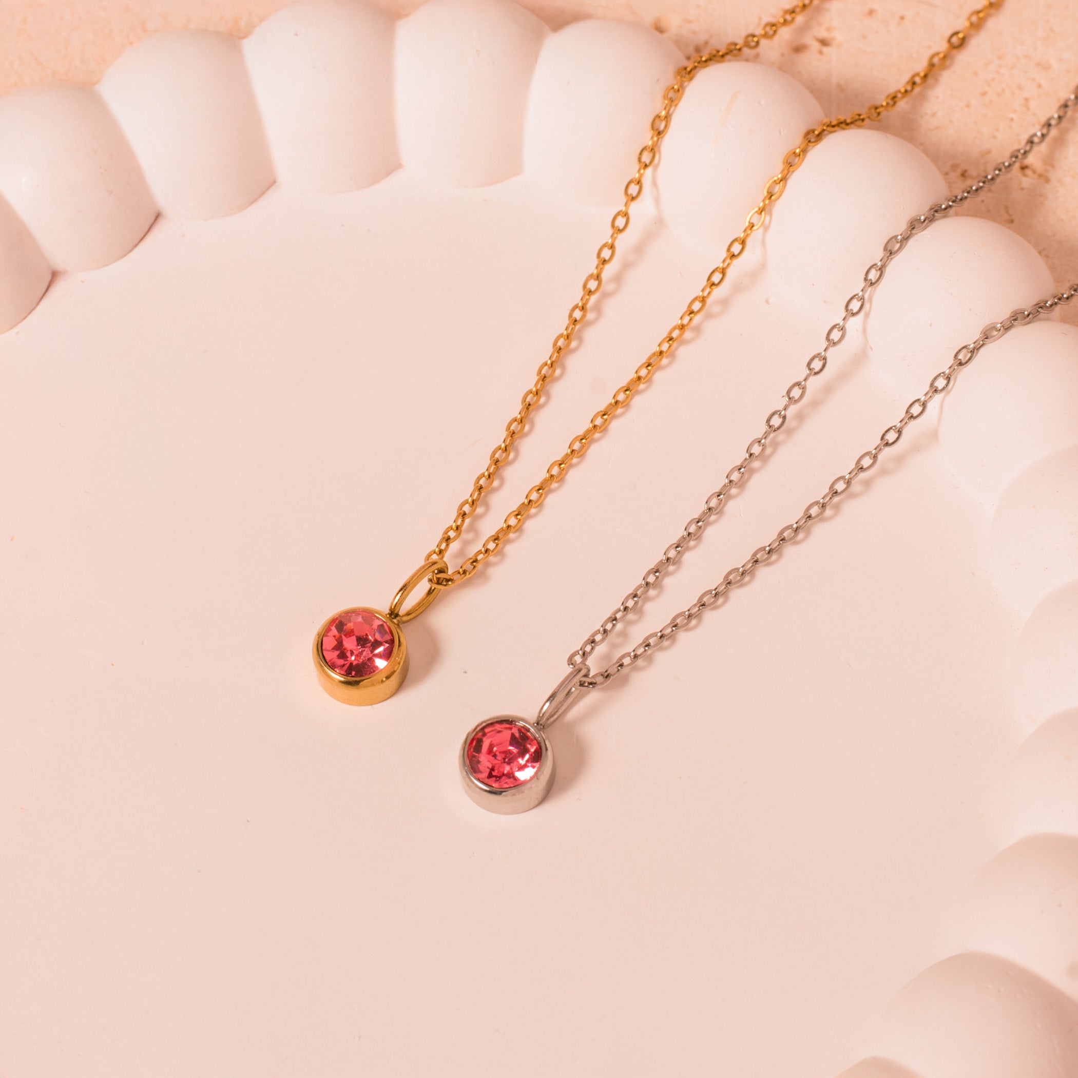gold silver birthstone necklace