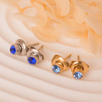 gold silver birthstone stud earrings