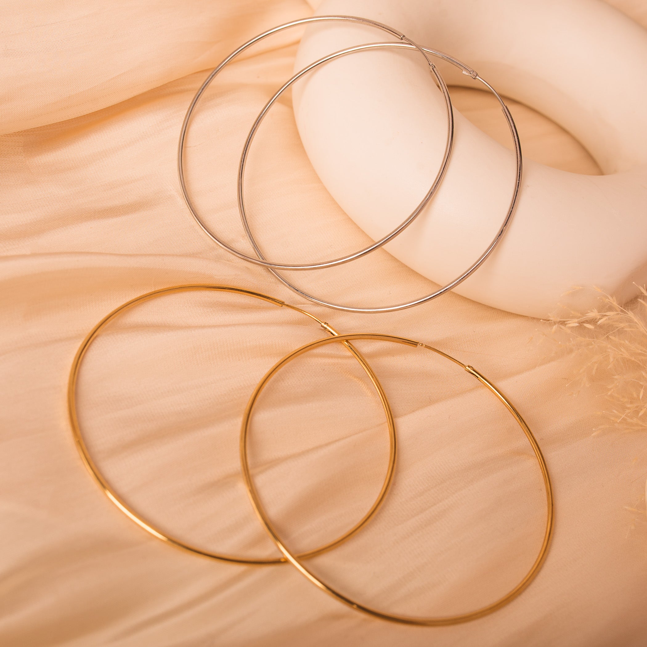 70mm large gold and silver hoop earrings 