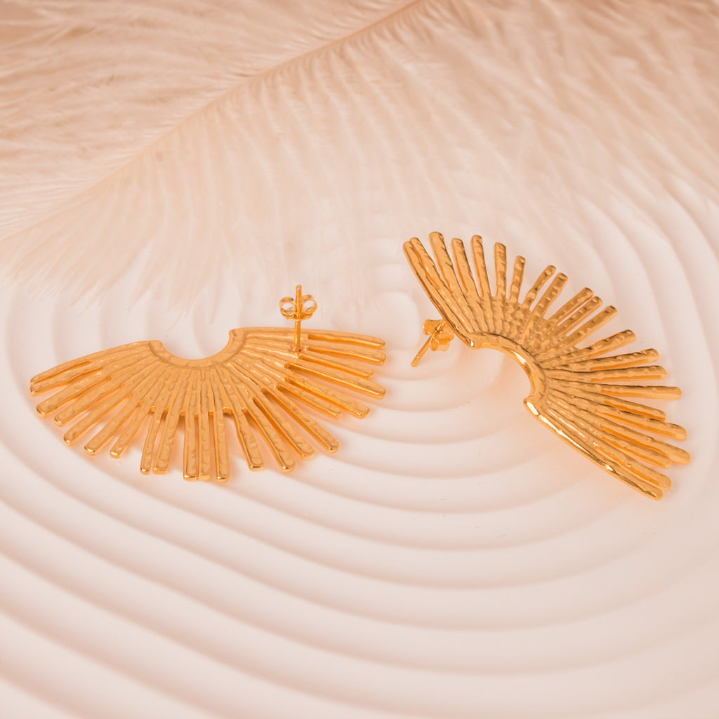 large gold sun earrings
