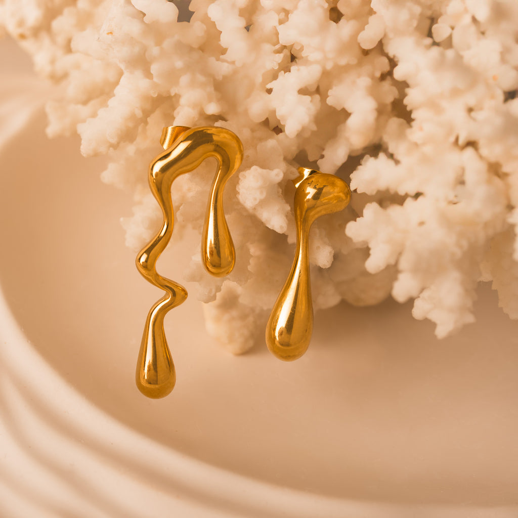 melting liquid gold earrings