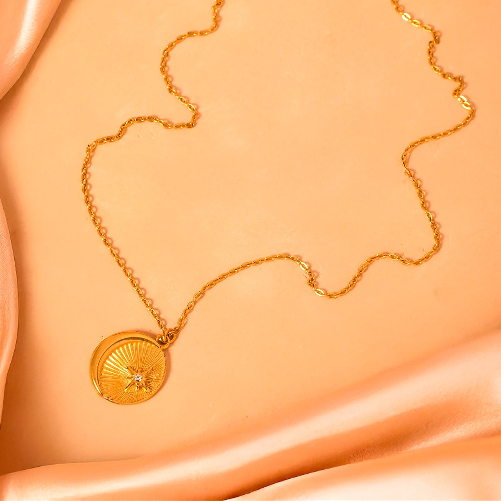 minimal moon and star necklace