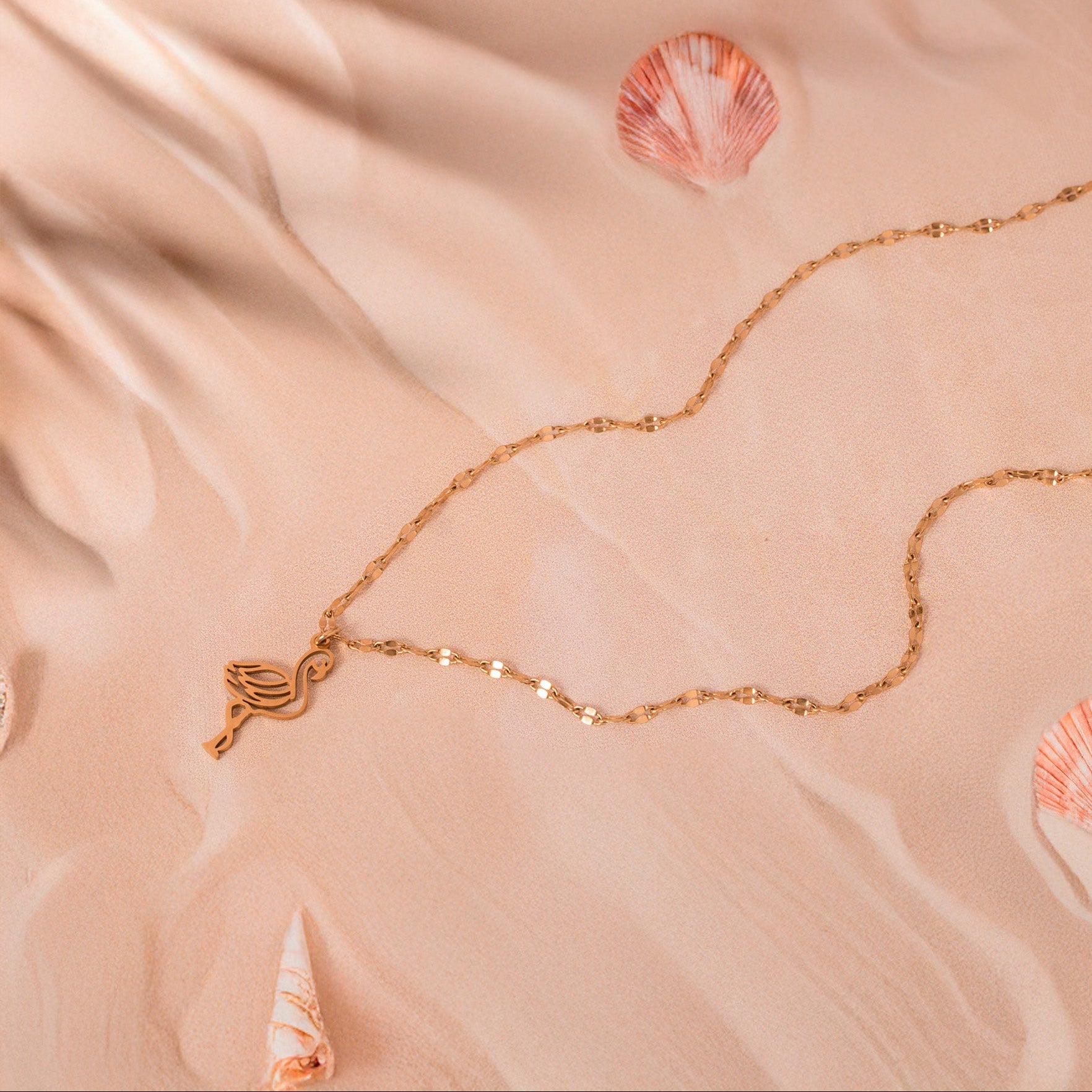 minimalist flamingo necklace