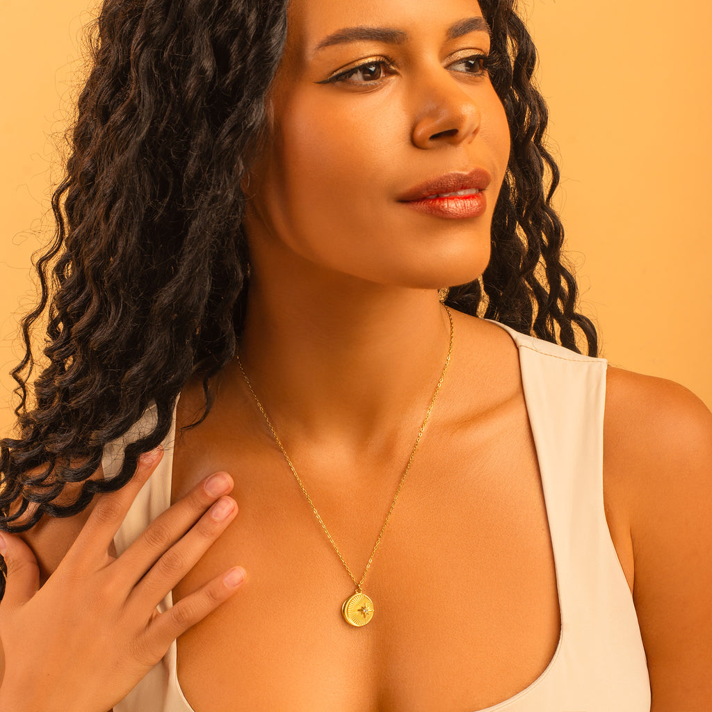 minimalist moon and star necklace
