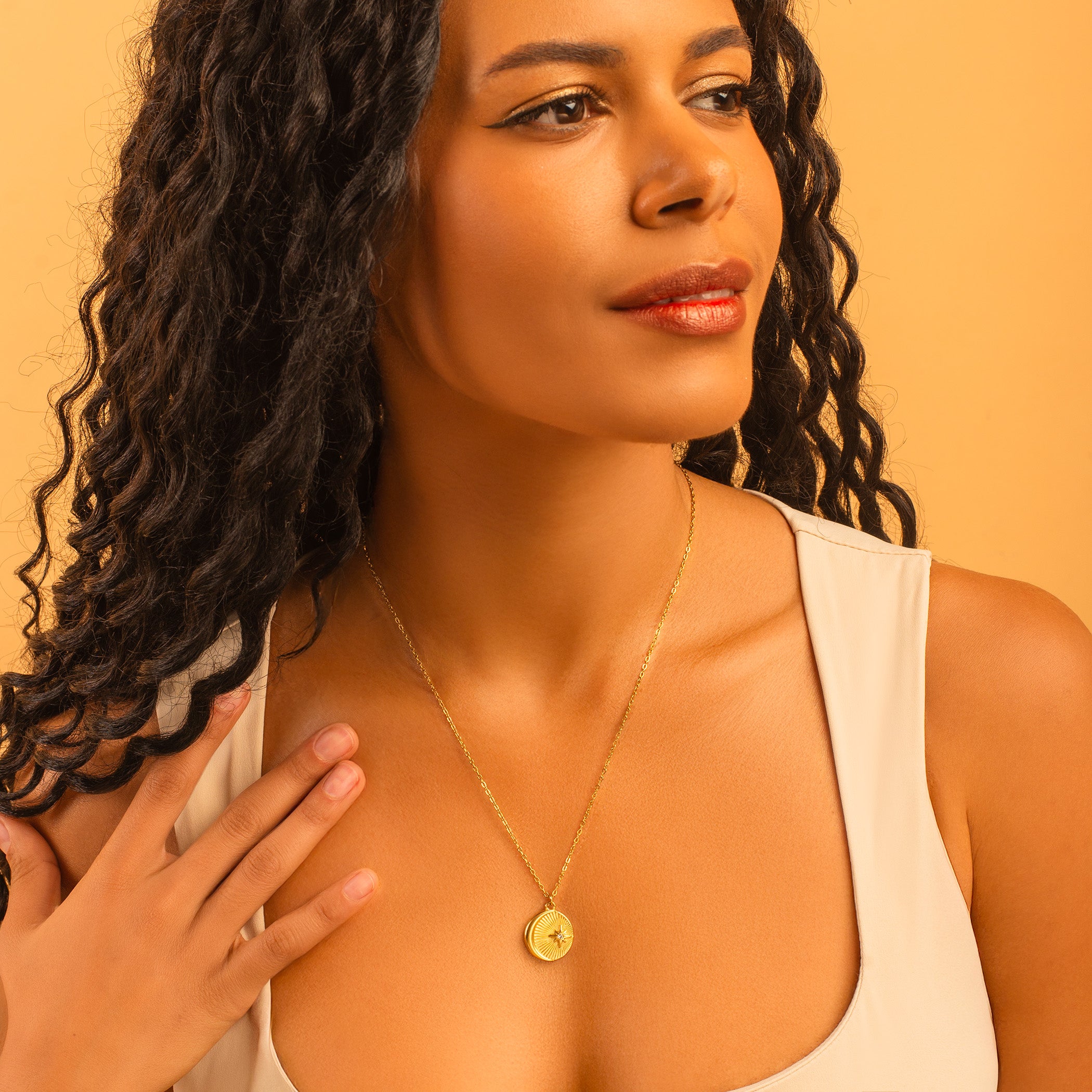 minimalist moon and star necklace