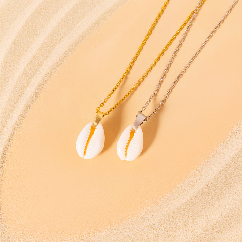 natural gold silver shell necklace