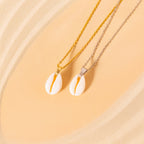 natural gold silver shell necklace