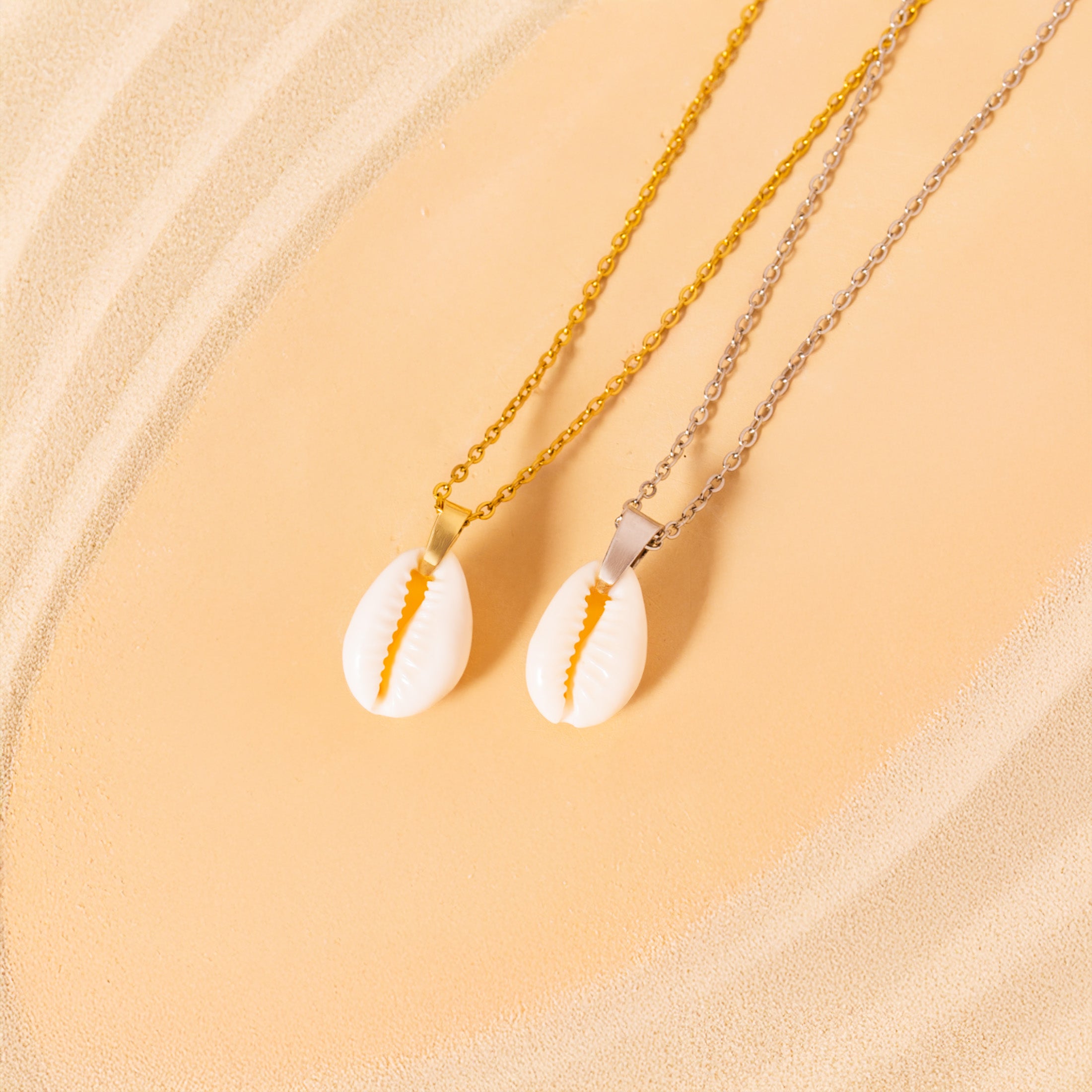natural gold silver shell necklace