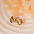 peridot birthstone gold earrings