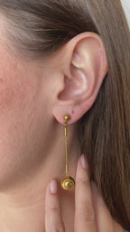 gold Drop Ball Earrings
