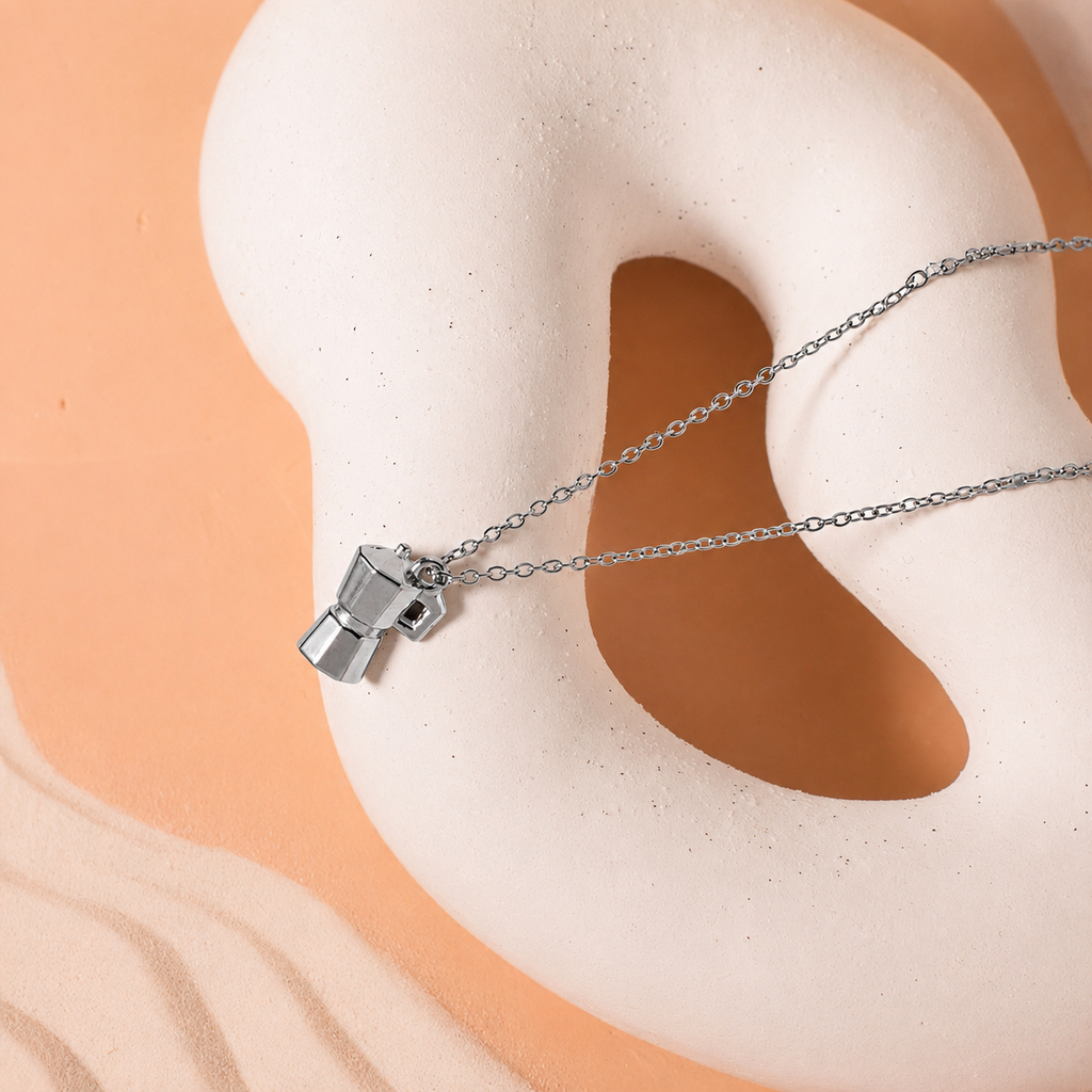 silver Moka Pot Necklace