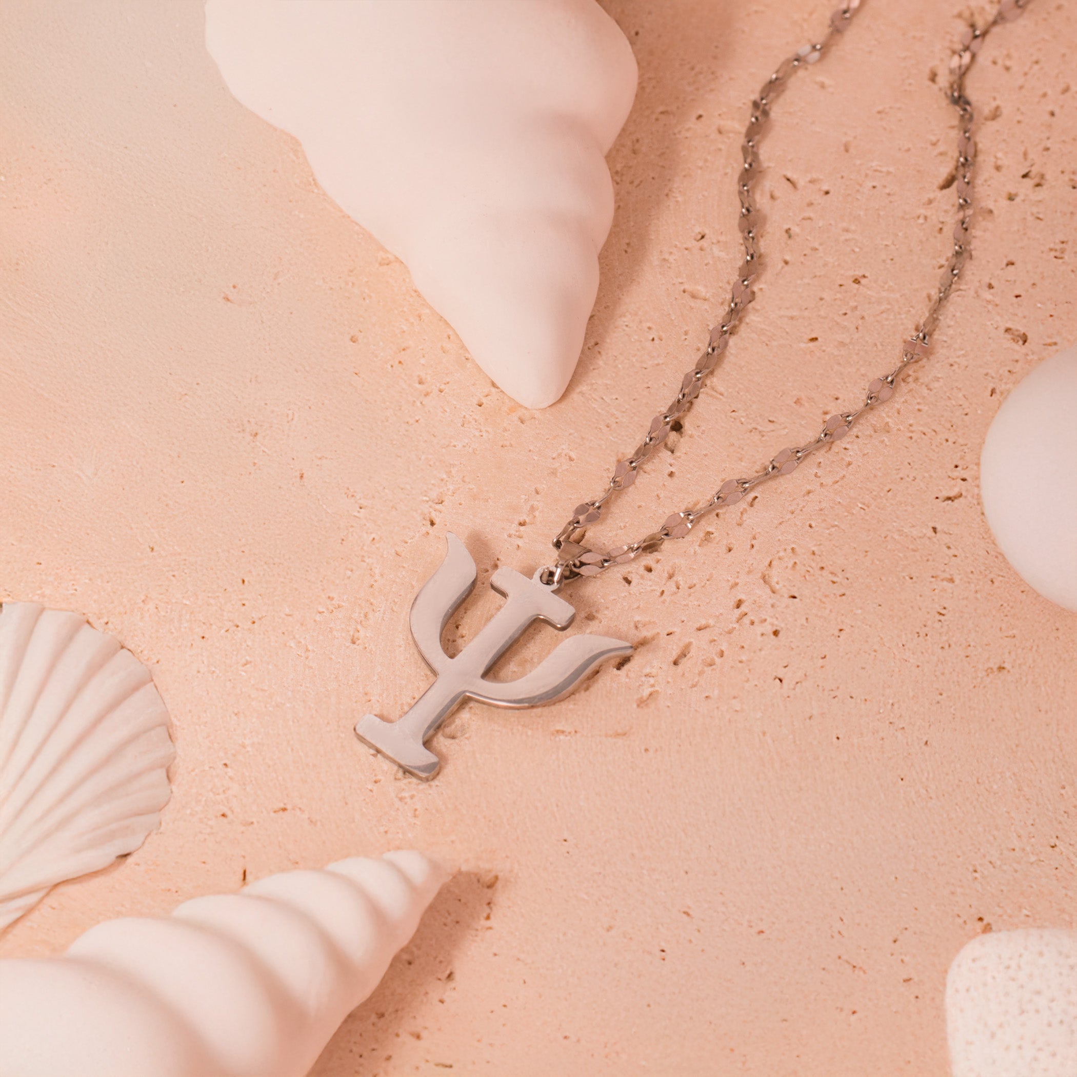 silver PSI Sign Necklace