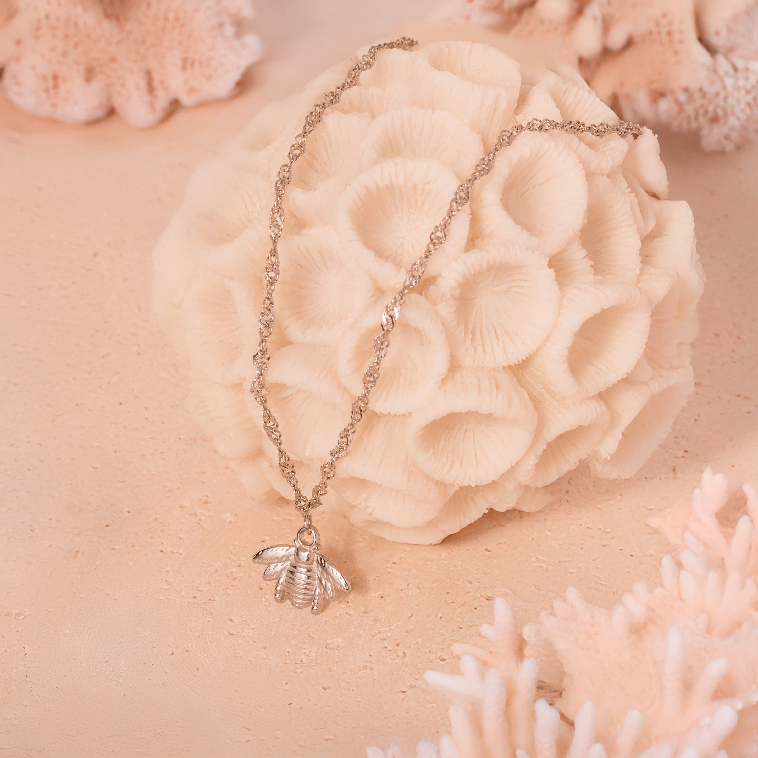 silver bee necklace