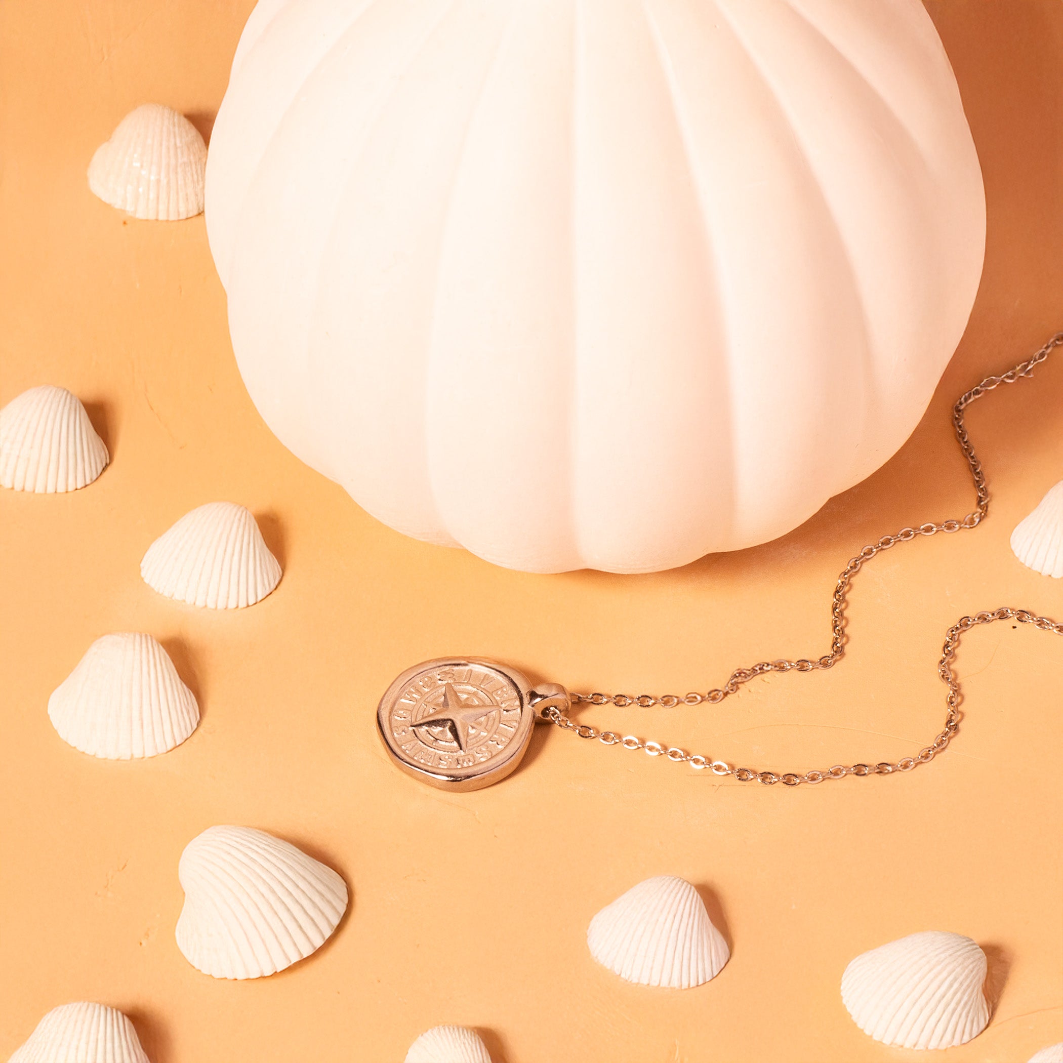 silver compass necklace